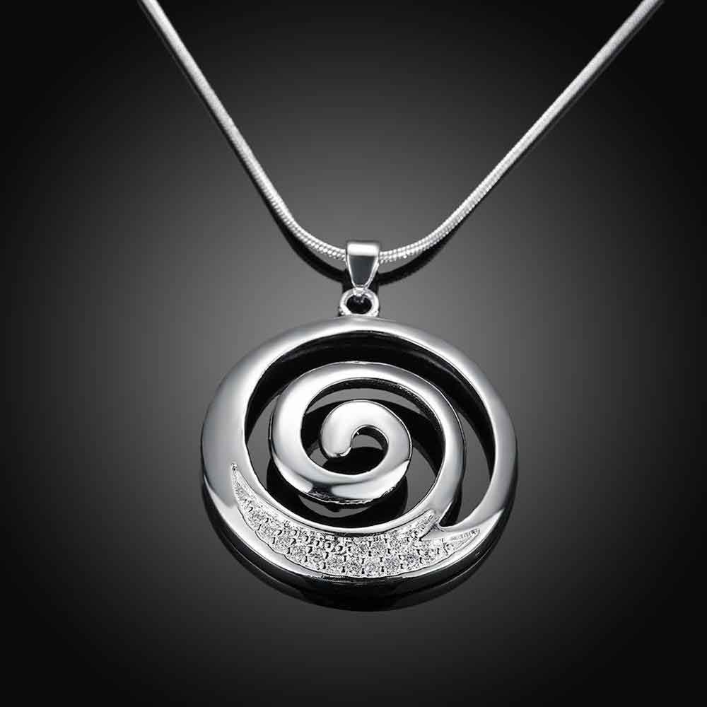 Silver Necklace with Koru spiral pattern "Helice"