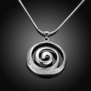 Silver Necklace with Koru spiral pattern "Helice"