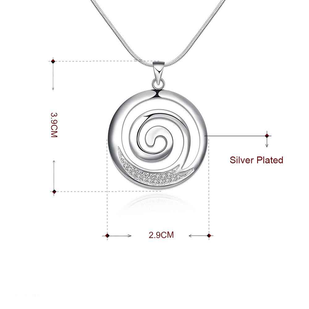 Silver Necklace with Koru spiral pattern "Helice"