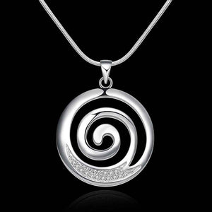 Silver Necklace with Koru spiral pattern "Helice"