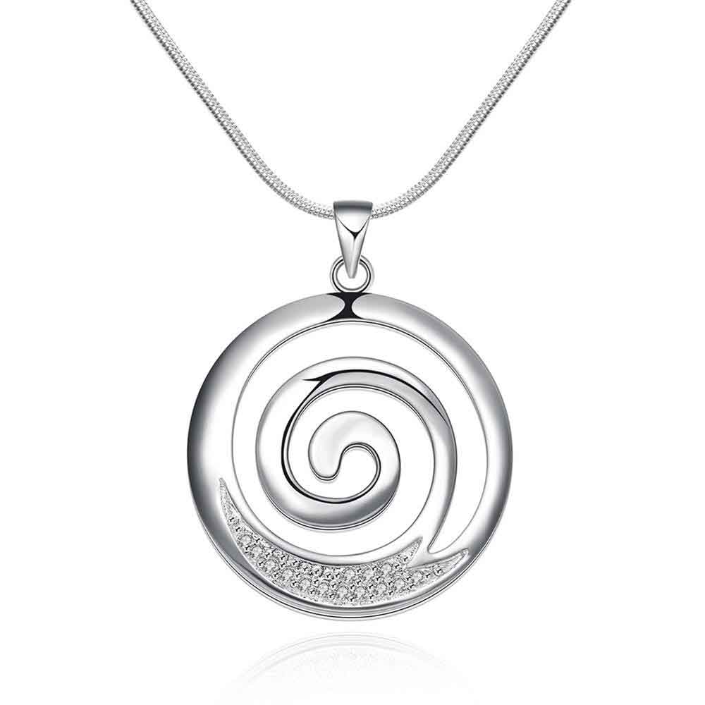 Silver Necklace with Koru spiral pattern "Helice"