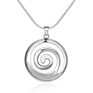 Silver Necklace with Koru spiral pattern "Helice"