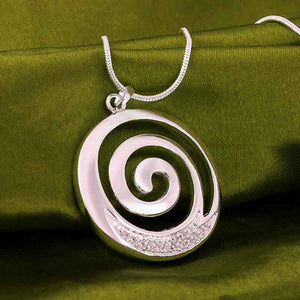 Silver Necklace with Koru spiral pattern "Helice"
