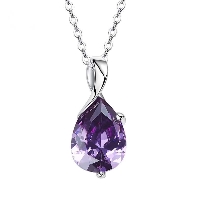 925 Sterling Silver Amethyst Crystal Necklace "Iris"