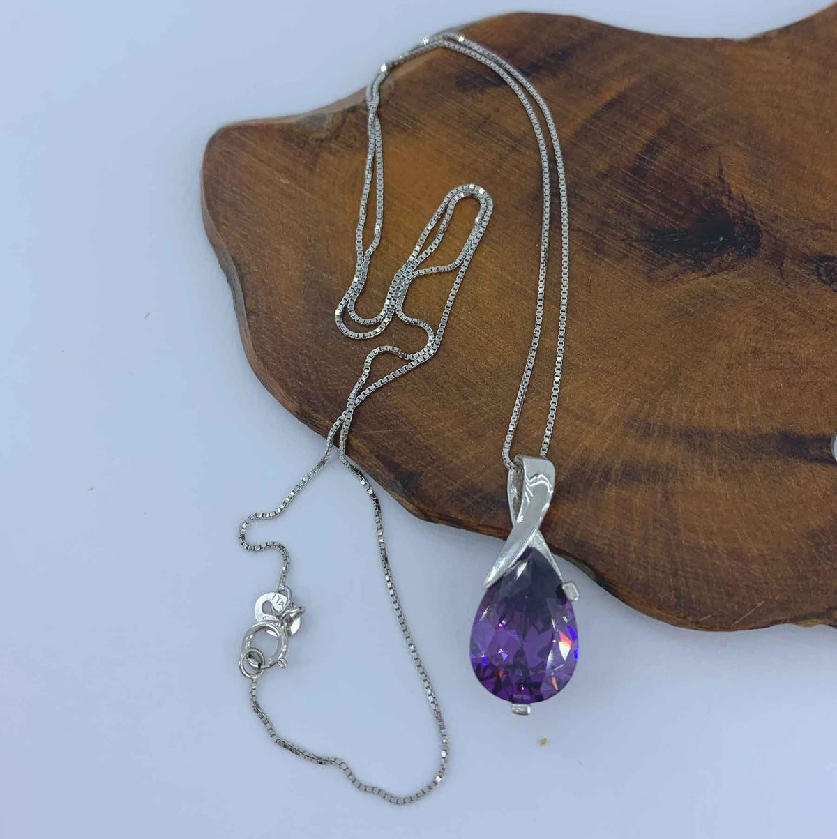 925 Sterling Silver Amethyst Crystal Necklace "Iris"
