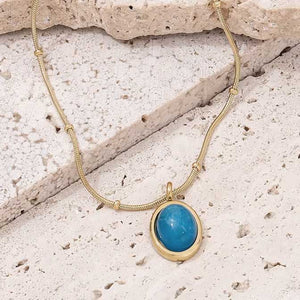 Blue gold Pendant necklace frenelle