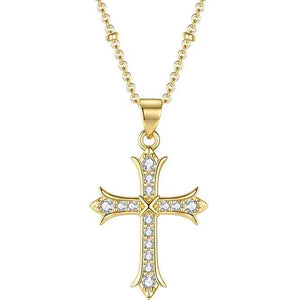 18K Gold CZ Diamond Cross Necklace "Joy"