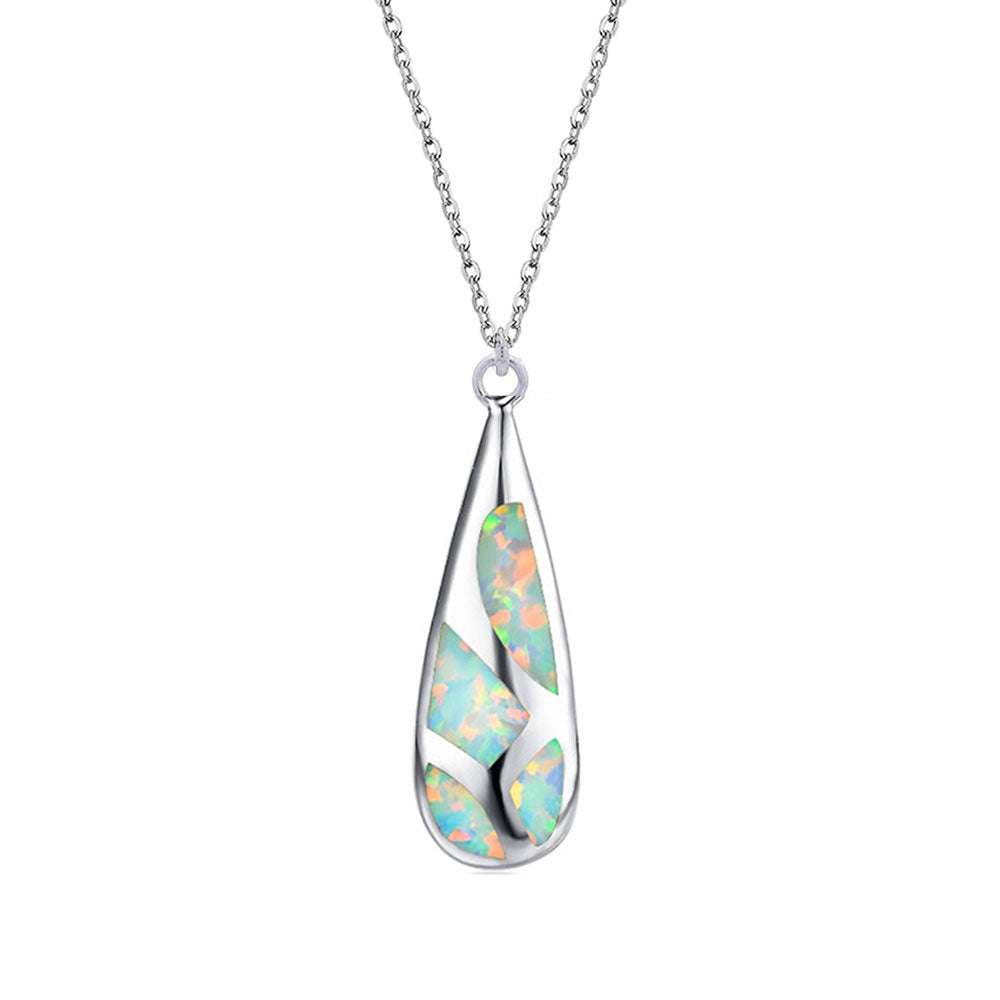 silver white opal necklace