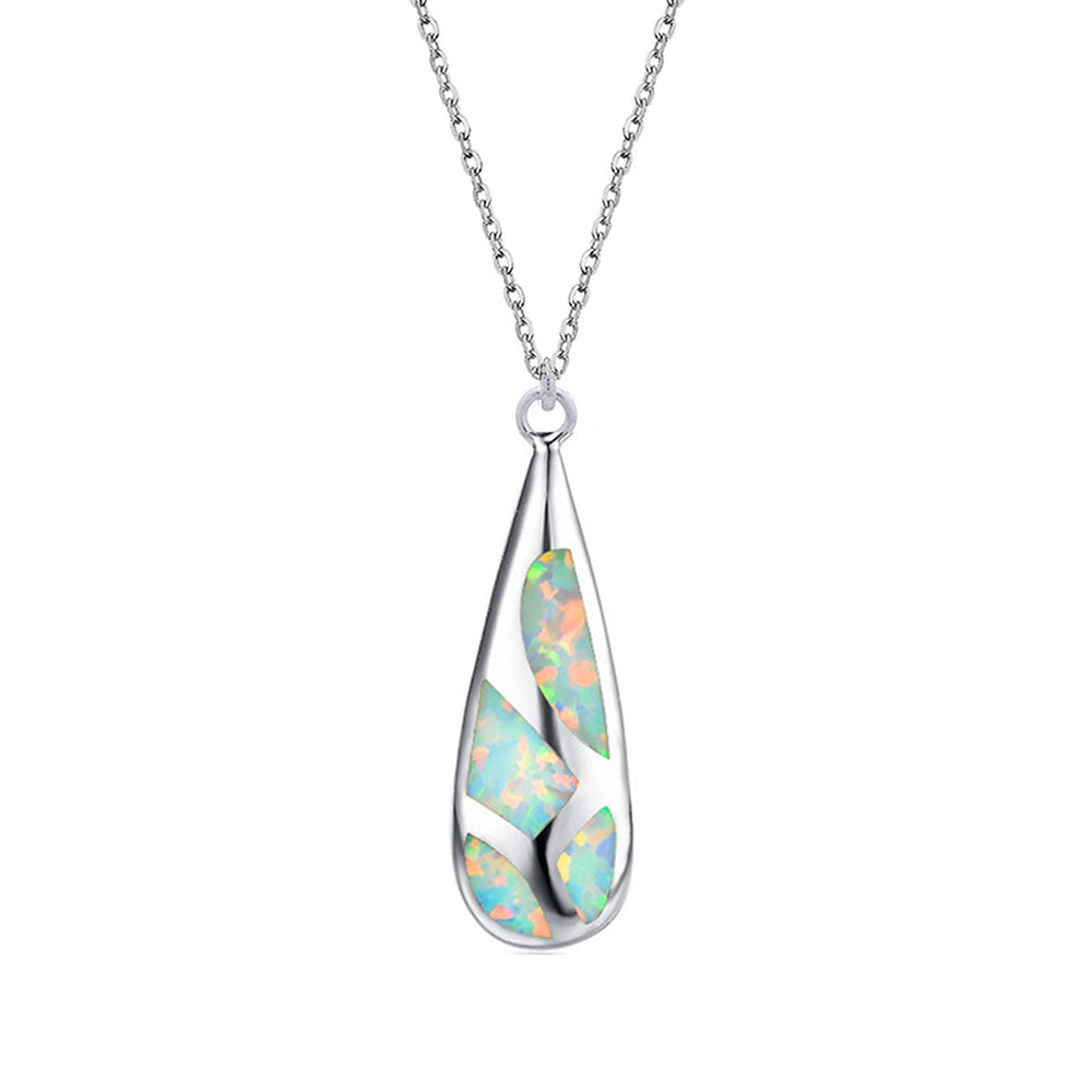 Silver Opal Jewellery Set "Leland" (White)