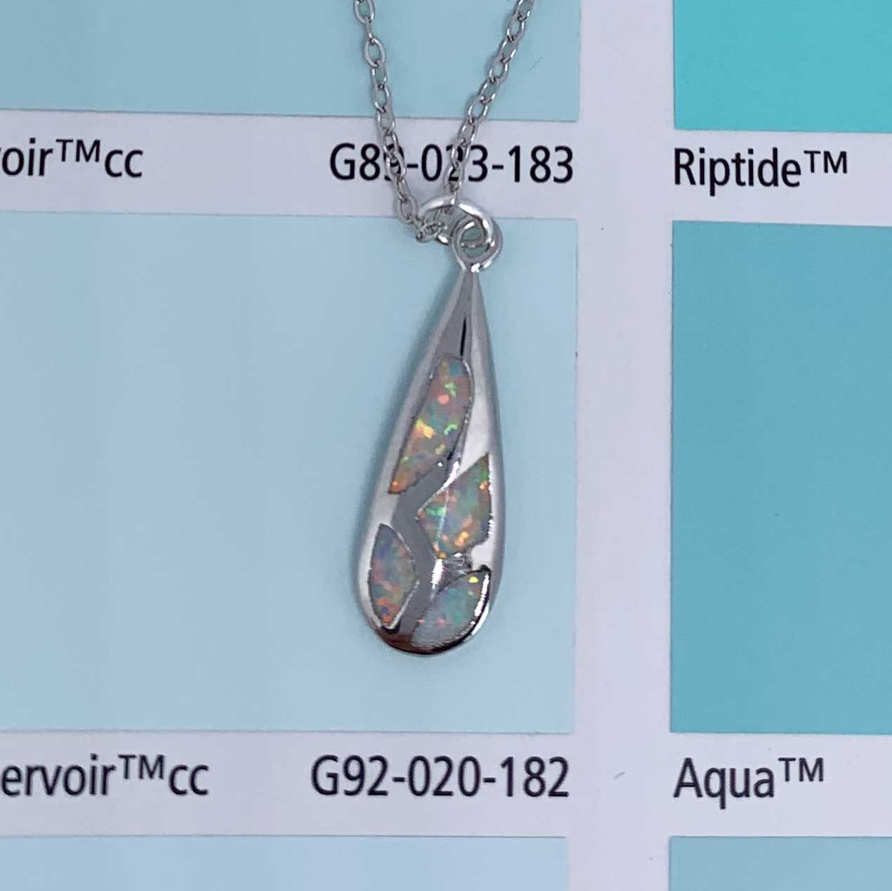 silver white opal necklace