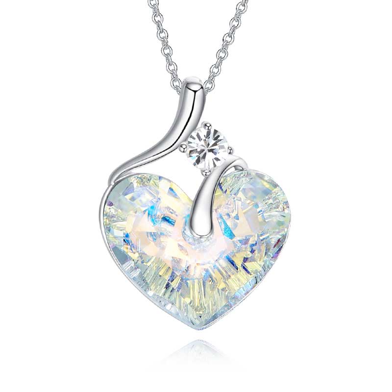 Silver Crystal Heart Necklace "Marlena"