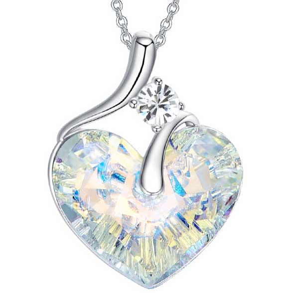 Silver Crystal Heart Necklace "Marlena"