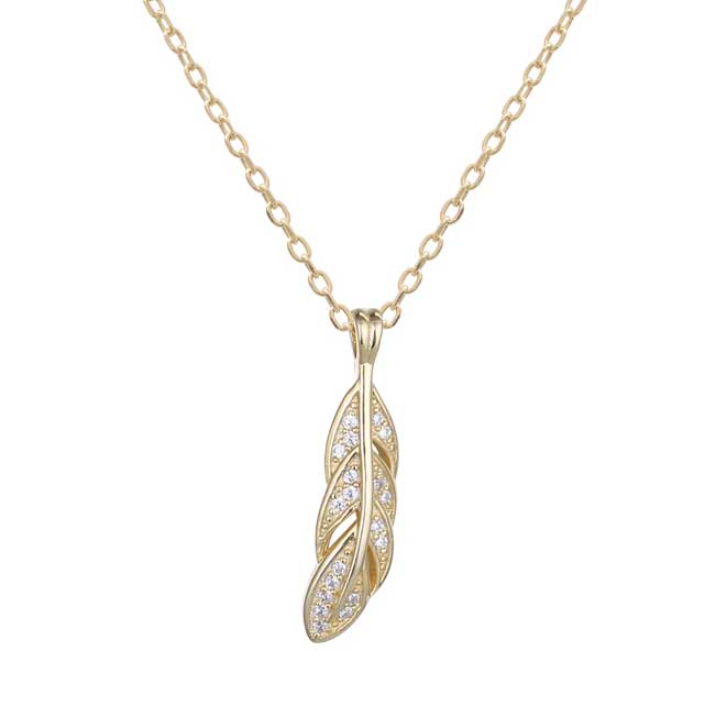 18K Gold Chain with Gold Feather Pendant "Meeno"