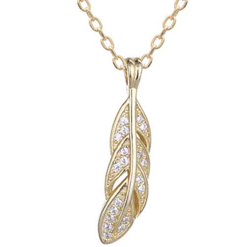 18K Gold Chain with Gold Feather Pendant "Meeno"