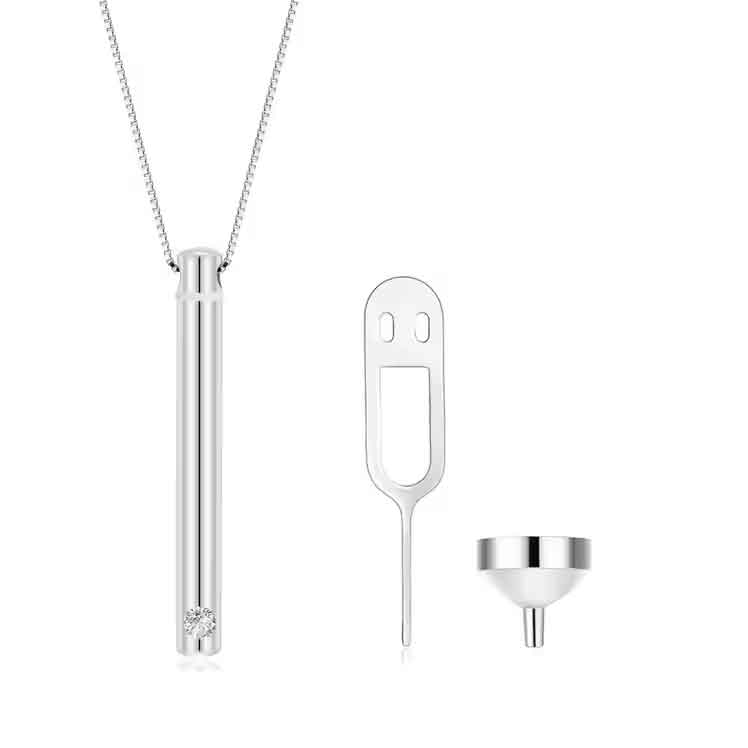 Silver Cremation Urn Necklace "Memories"
