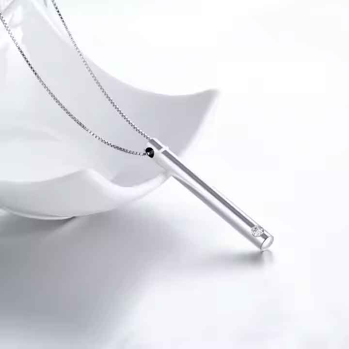 Silver Cremation Urn Necklace "Memories"