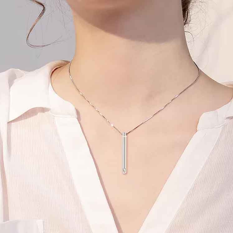 Silver Cremation Urn Necklace "Memories"