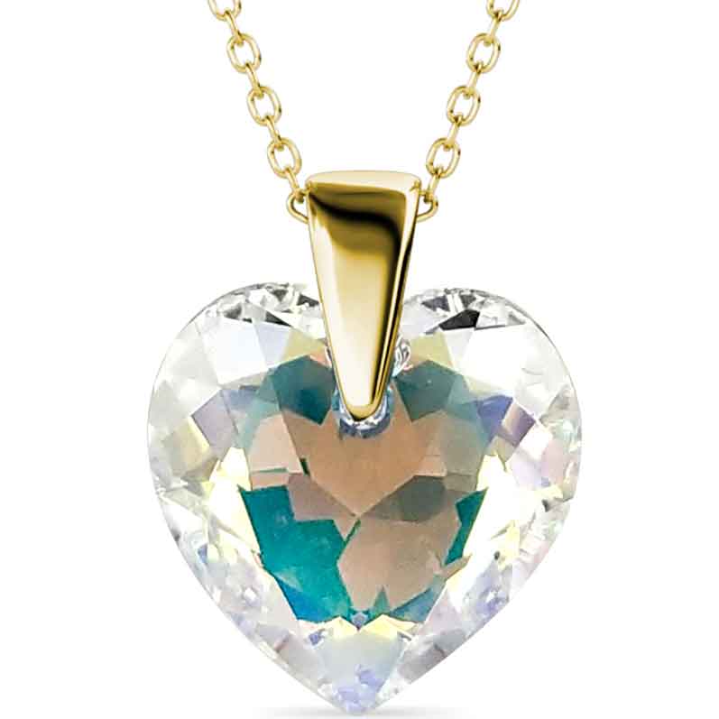 18K Gold Crystal Heart Necklace "Meredith"