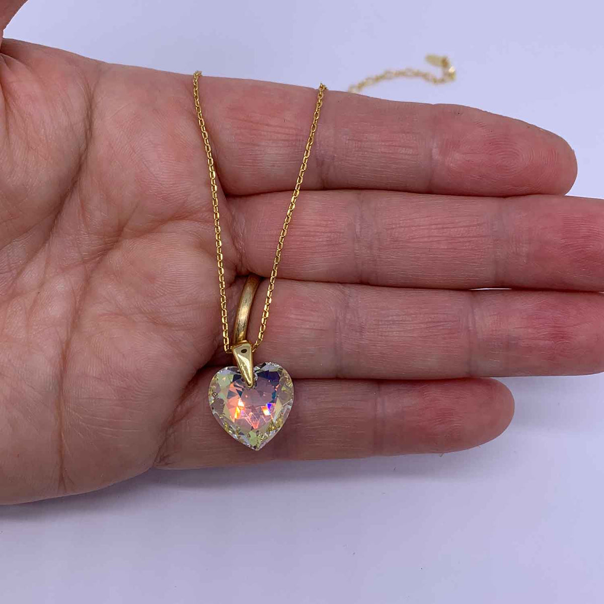 18K Gold Crystal Heart Necklace "Meredith"