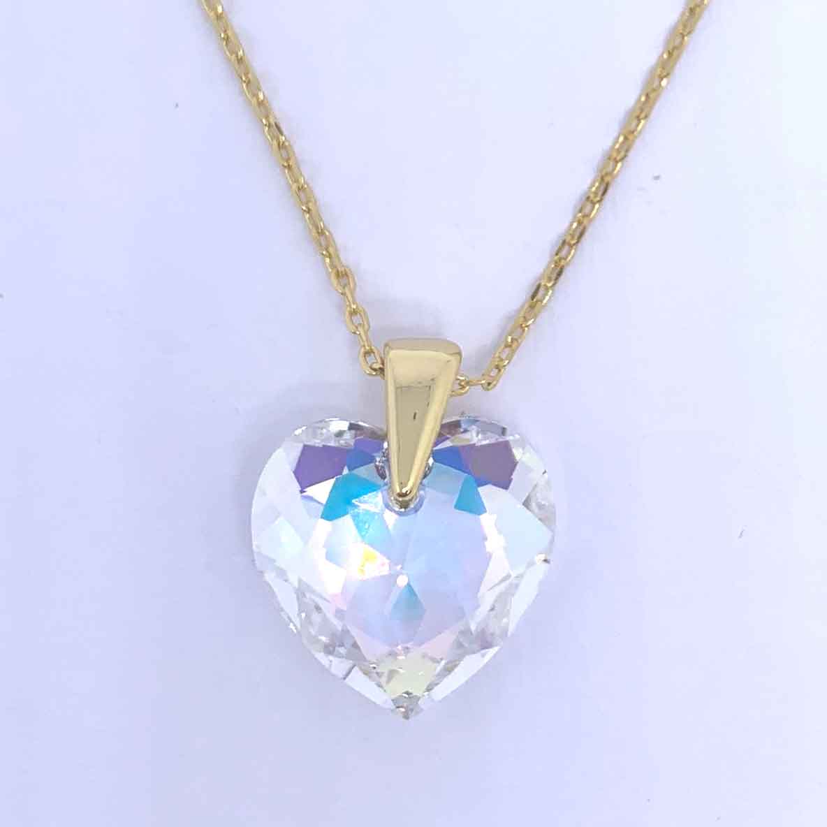 18K Gold Crystal Heart Necklace "Meredith"