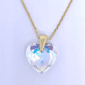 18K Gold Crystal Heart Necklace "Meredith"