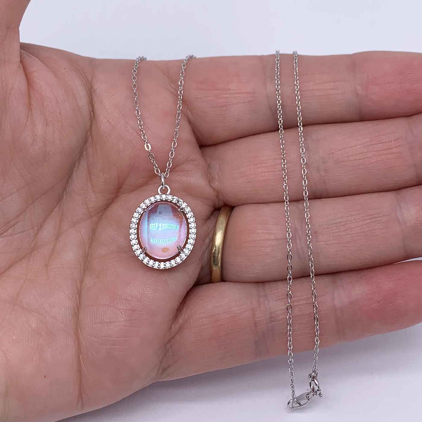 silver moonstone necklace