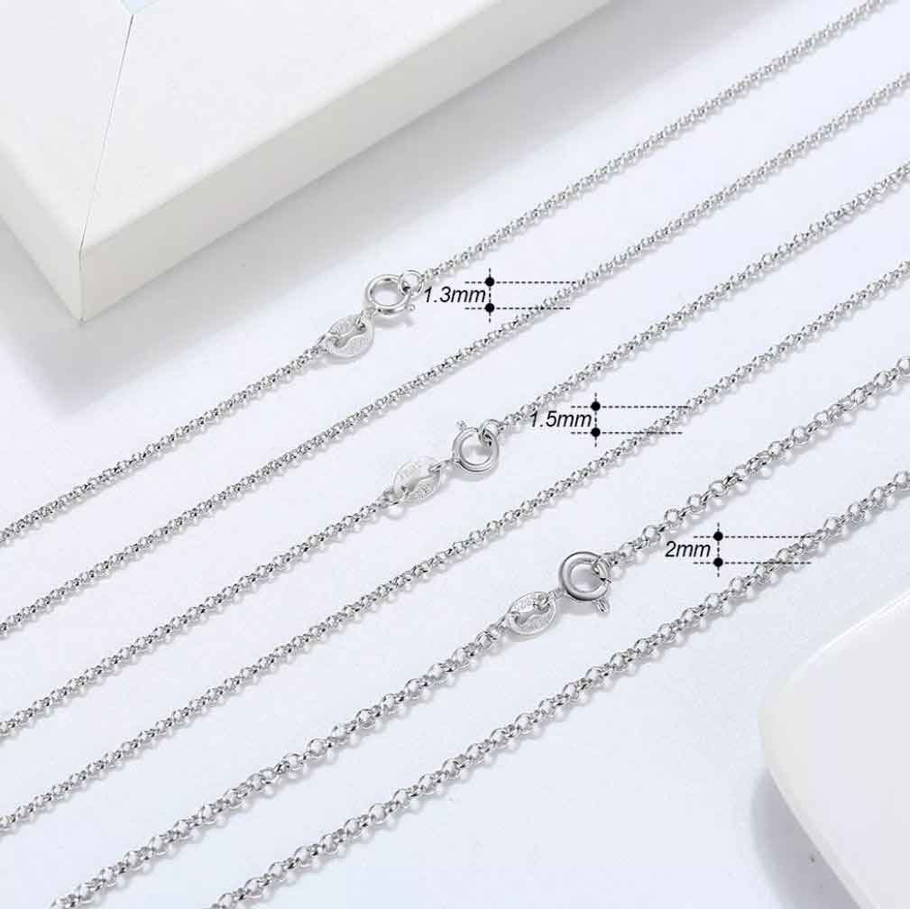 925 Sterling Silver Rolo or Belcher Chain (Width 2mm)