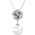 silver pearl rose necklace
