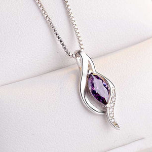 925 Sterling Silver necklace with CZ Diamond "Ruth" (Amethyst)