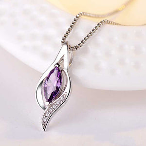 925 Sterling Silver necklace with CZ Diamond "Ruth" (Amethyst)