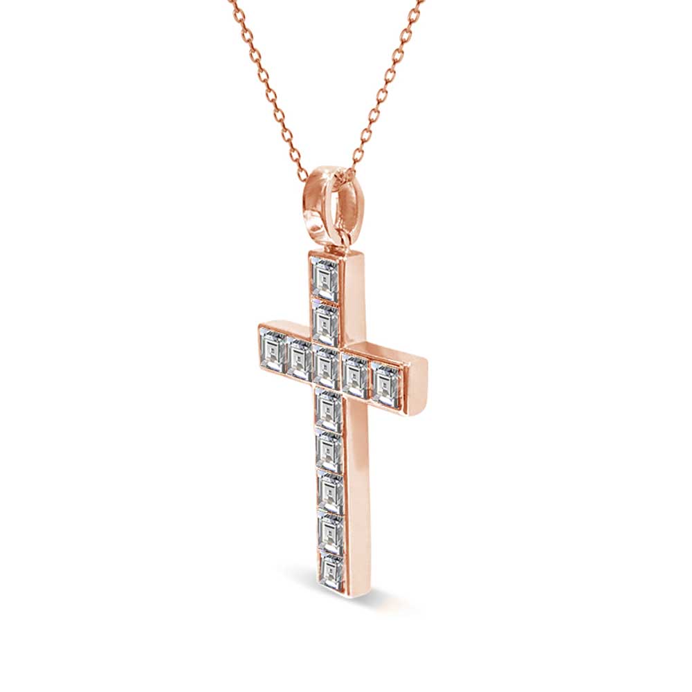 Rose-Gold Crystal Cross Necklace "Ruth"