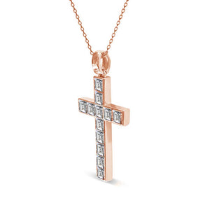 Rose-Gold Crystal Cross Necklace "Ruth"