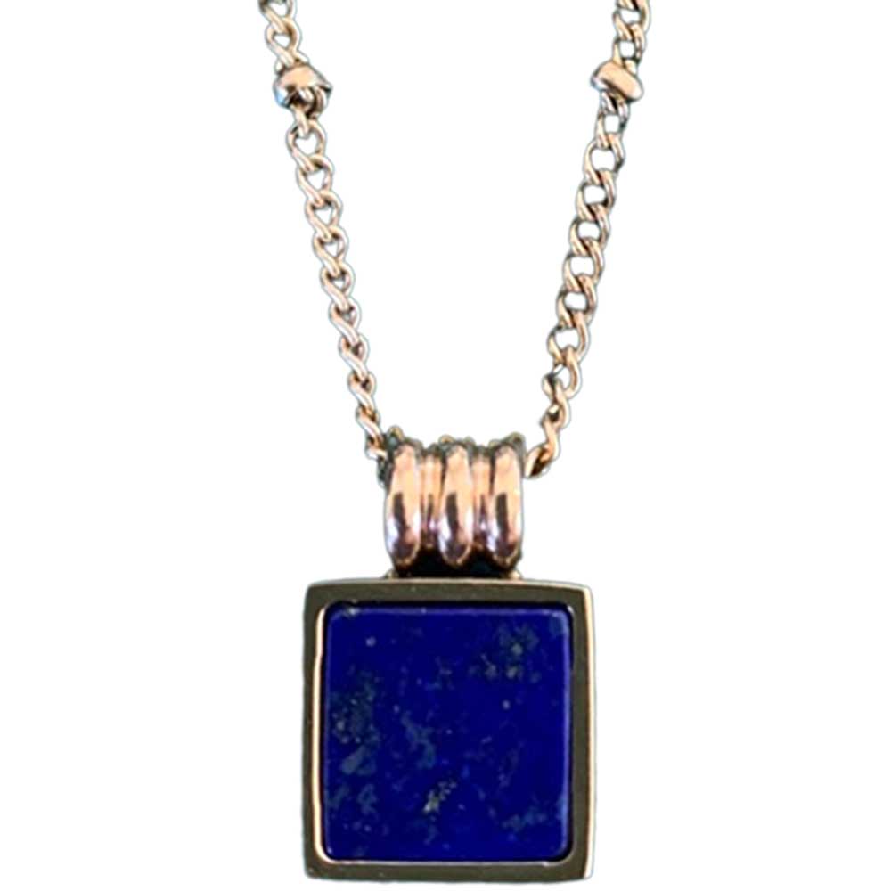 Gold Necklace with Lapis Lazuli Square Pendant "Sarina"