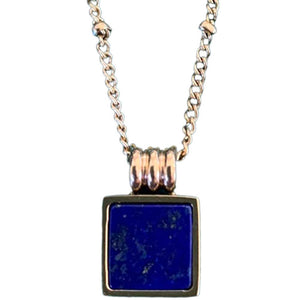 Gold Necklace with Lapis Lazuli Square Pendant "Sarina"