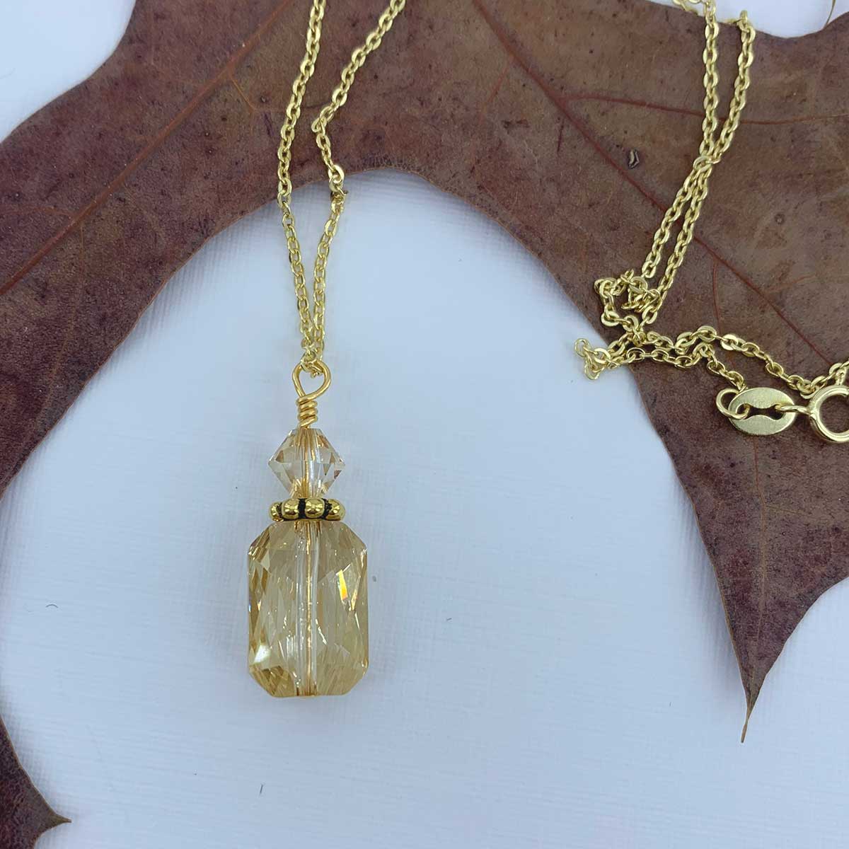 gold swarovski crystal necklace frenelle jewellery
