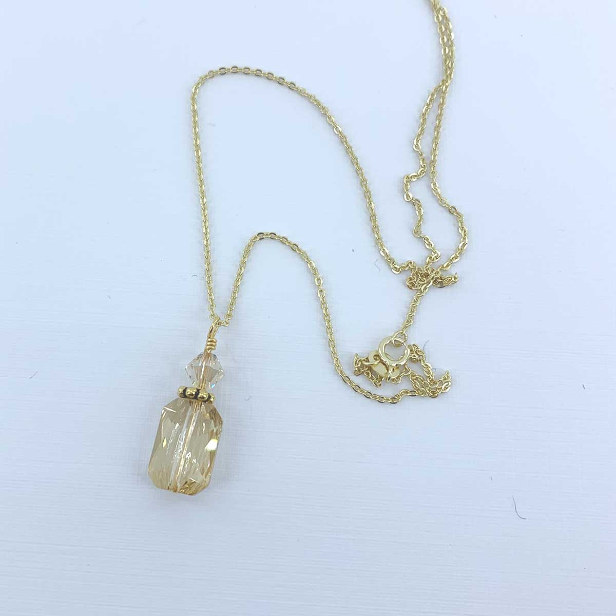 gold swarovski crystal necklace frenelle jewellery