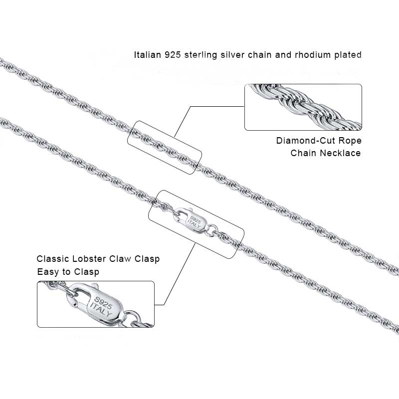 925 Sterling Silver twisted Rope Chain with Bolt clasp (Width 1.2mm)
