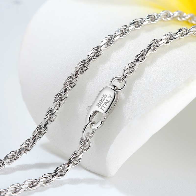 925 Sterling Silver twisted Rope Chain with Bolt clasp (Width 1.2mm)