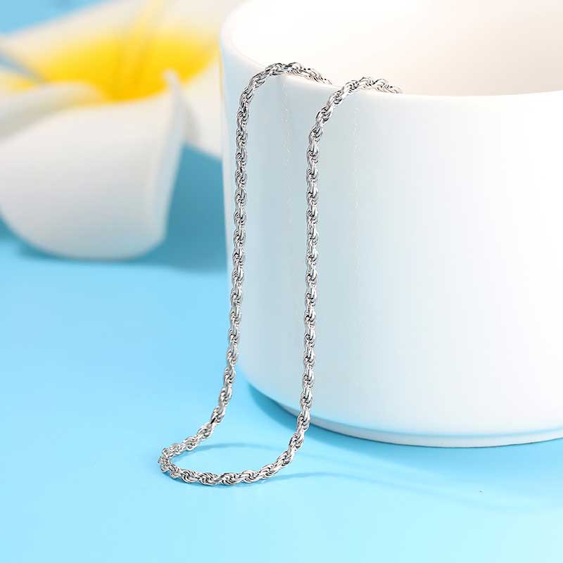 925 Sterling Silver twisted Rope Chain with Bolt clasp (Width 1.2mm)