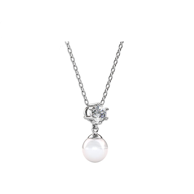 crystal pearl silver necklace bridal wedding auckland nz