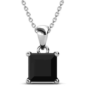 silver necklace crystal black