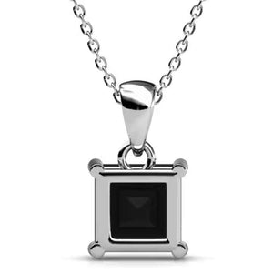 silver necklace crystal black frenelle