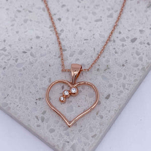 rose gold heart necklace crystal