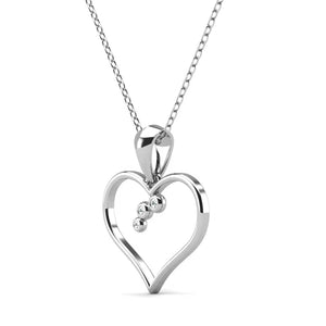 silver heart necklace side view