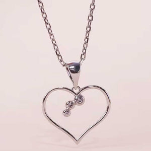 silver heart necklace crystal