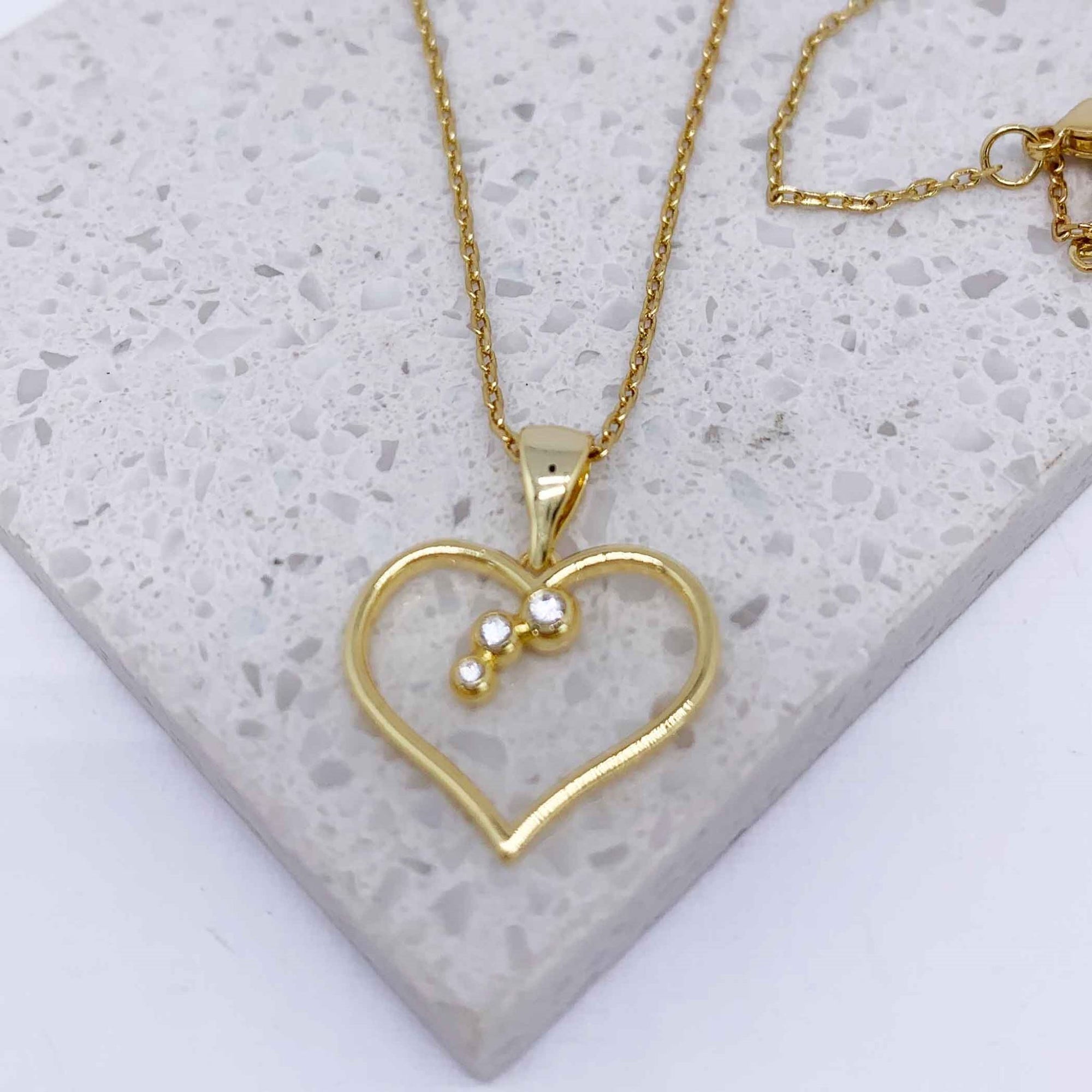 gold crystal heart necklace