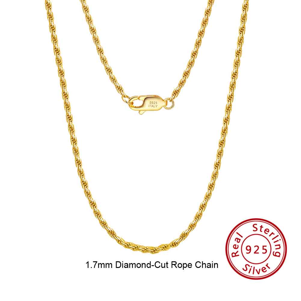 18K Gold Twisted Rope Chain Necklace (Width 1.7mm)