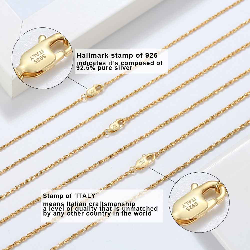 Gold Twisted Rope Chain Necklace (Width 1.2mm)