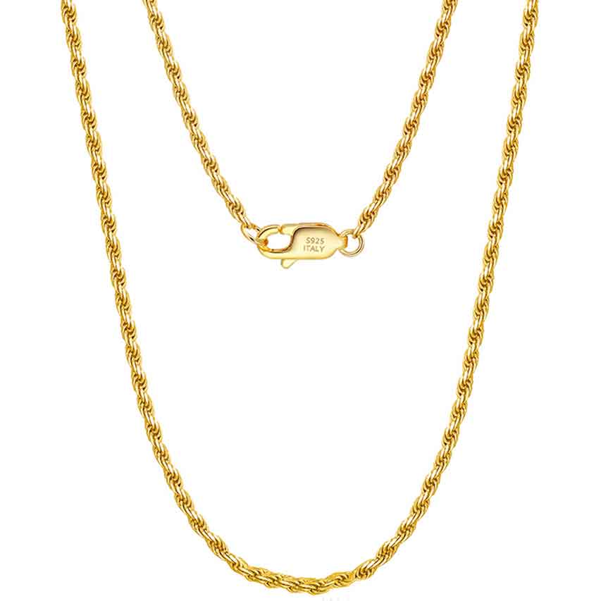 Gold Twisted Rope Chain Necklace (Width 1.2mm)