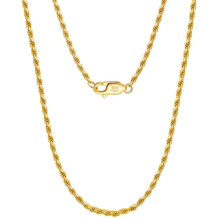 18K Gold Twisted Rope Chain Necklace (Width 1.7mm)